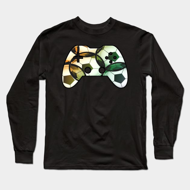 Soccer Ball Sports Player - Gaming Gamer Abstract - Gamepad Controller - Video Game Lover - Graphic Background Long Sleeve T-Shirt by MaystarUniverse